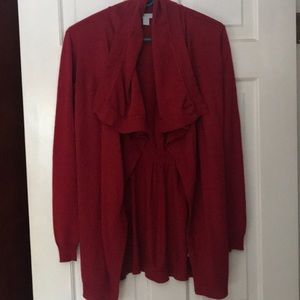 New York and Co XS Red Open Cardigan